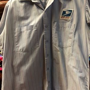 Used size 17 vintage striped carrier shirt.
